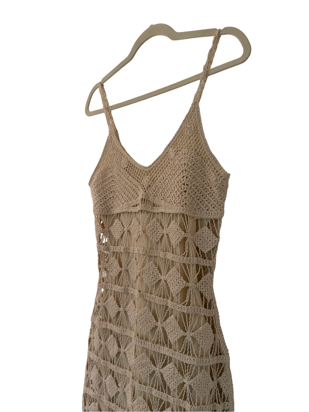 Cream Crochet Knit Maxi Dress S NWT - Picture 5 of 8